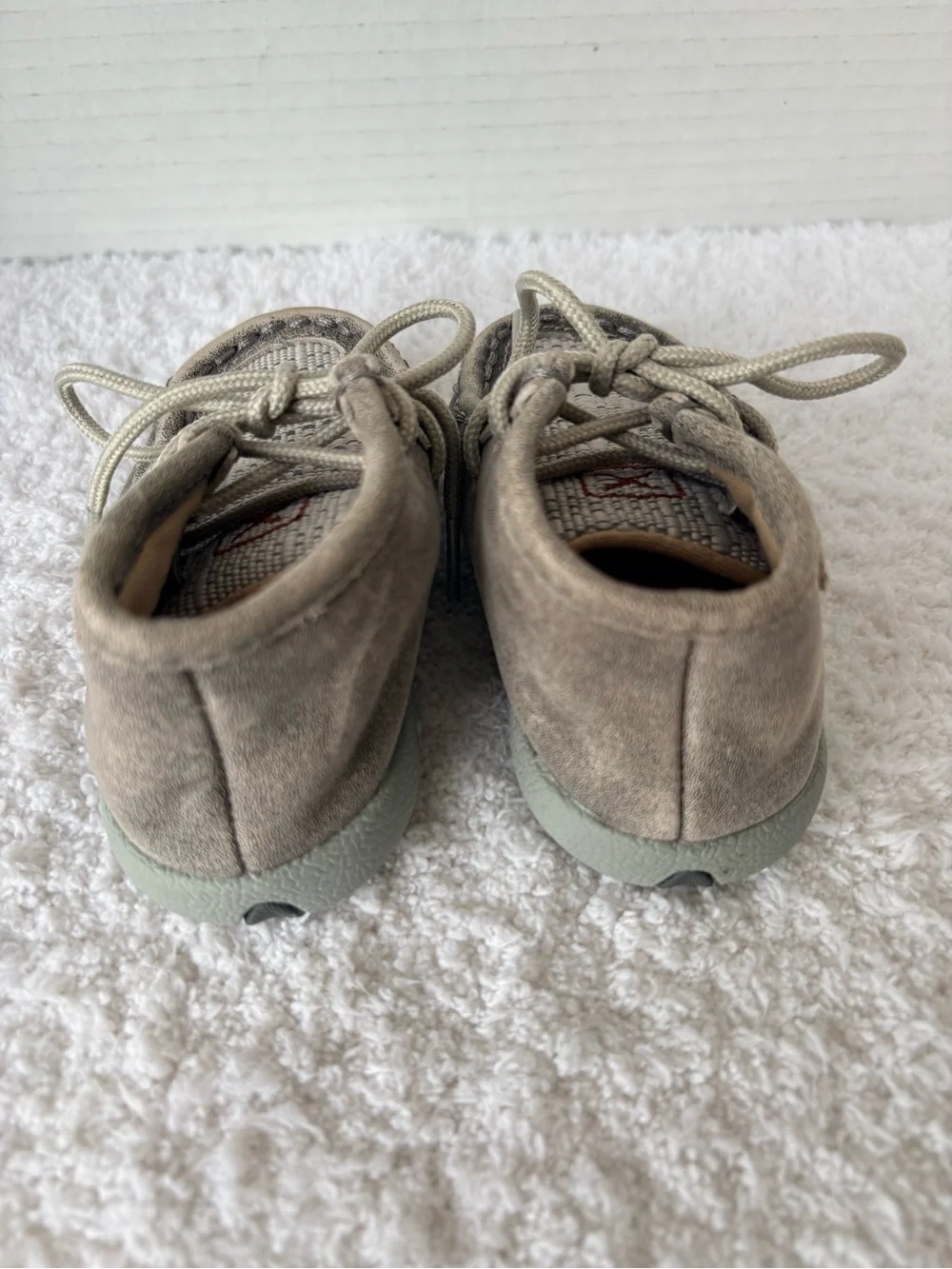Twisted X Toddler Gray Moccasin Lace Up, Tweed Vamp, Western Baby Shoes Size 4M